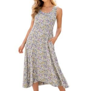 Water Lily Maxi Dress Womens Size XL Floral Rayon Boho-chic Flowy Vacation